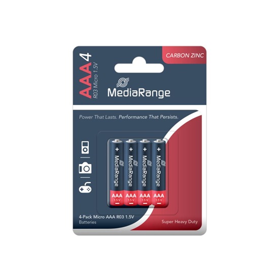 Super Heavy Duty Battery MediaRange AAA 1.5V (LR3) (4 Pack) (MRBAT141)-MRBAT141