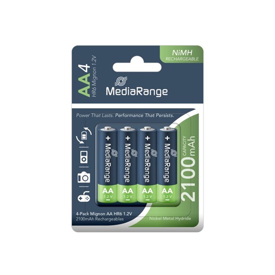 Επαναφορτιζόμενη Μπαταρία MediaRange NiMH Accus AA 1.2V (HR6) (4 Pack) (MRBAT121)-MRBAT121