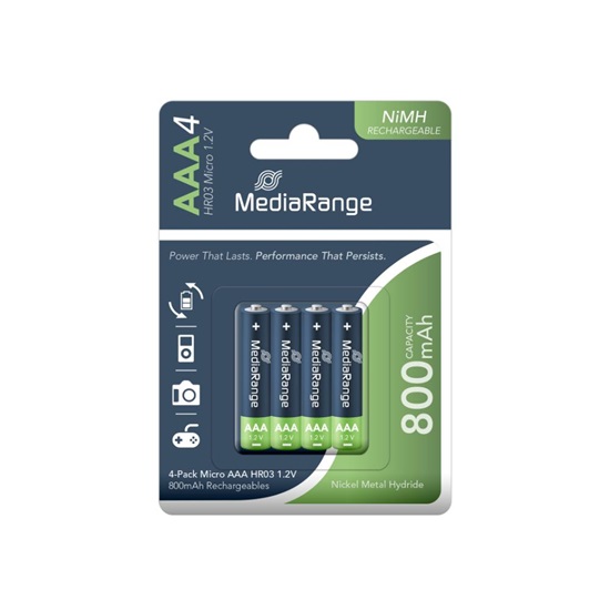 Επαναφορτιζόμενη Μπαταρία MediaRange NiMH Accus AAA 1.2V (HR03) (4 Pack) (MRBAT120)-MRBAT120