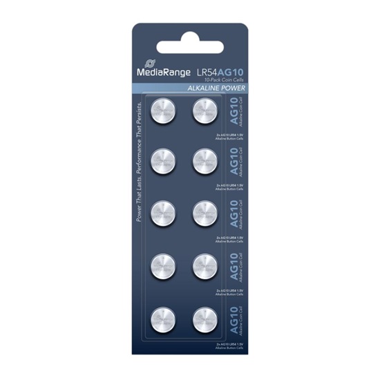 MediaRange Premium Alkaline Coin Cells AG10|LR54|1.5V Pack 10  (MRBAT112)-MRBAT112