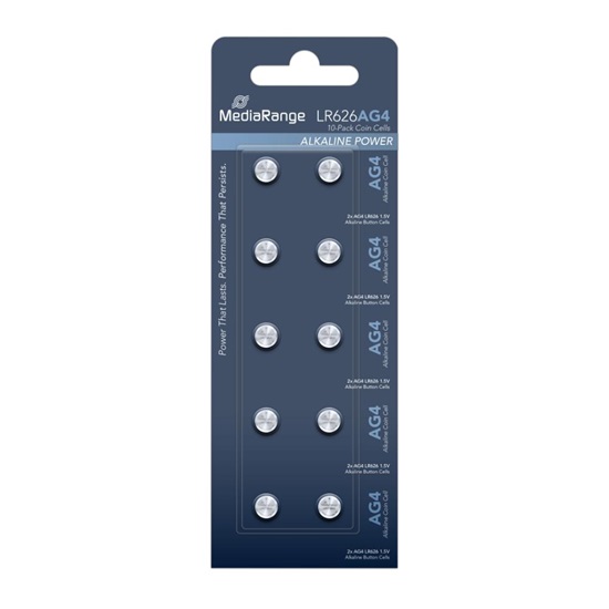 MediaRange Premium Alkaline Coin Cells AG4|LR626|1.5V Pack 10  (MRBAT111)-MRBAT111