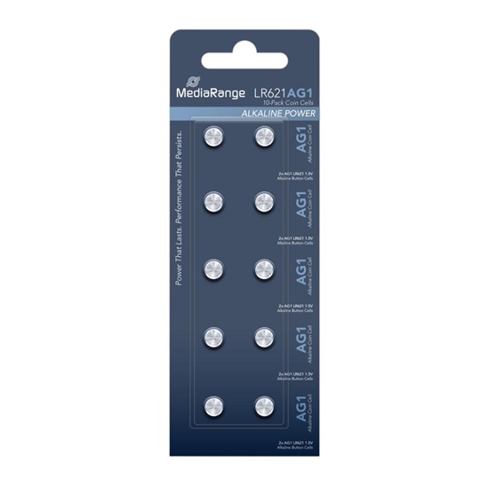 MediaRange Premium Alkaline Coin Cells AG1|LR621|1.5V Pack 10  (MRBAT110)-MRBAT110