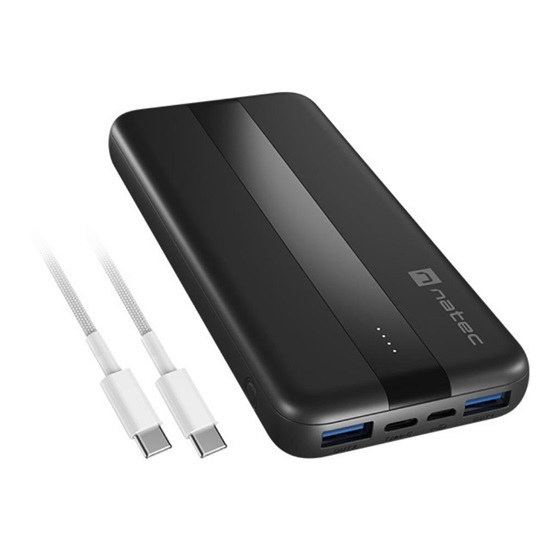 Natec Trevi Slim Q Power Bank 10000mAh, 20W Maximum Power, Quick Charge, Power Delivery  Micro USB, USB Type-A, USB Type-C (NPB-2294) (NTCNPB-2294)-NTCNPB-2294