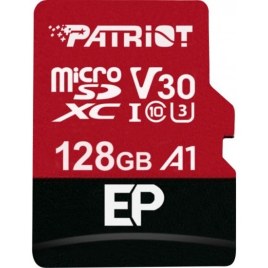 Patriot EP 128 GB microSDXC Black/Red UHS-I U3 Class 10 V30 A1 (PEF128GEP31MCX) (PATRPEF128GEP31MCX)-PATRPEF128GEP31MCX