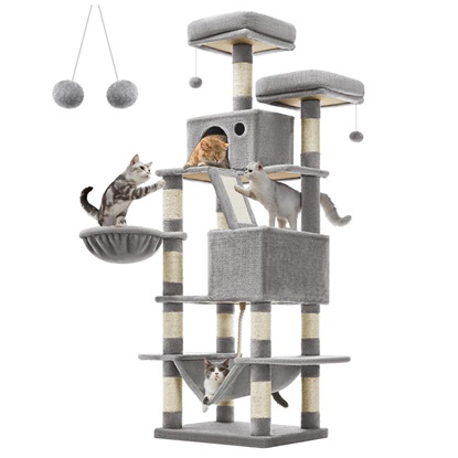 Feandrea Cat Tower XXL, Height 168 cm, for up 6 Cats (PCT165W01)  (FEAPCT165W01)-FEAPCT165W01