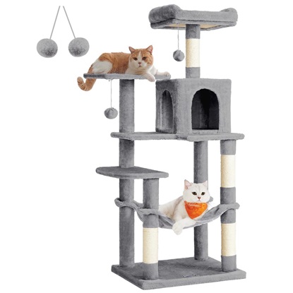 Feandrea Cat Tower, Height 143 cm, for up 4 Cats (PCT161W01)  (FEAPCT161W01)-FEAPCT161W01