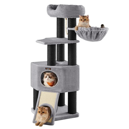 Feandrea Cat Tower, Height 141 cm, for large Cats (PCT02W) (FEAPCT02W)-FEAPCT02W