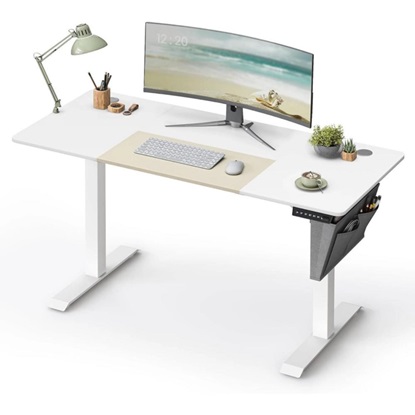 Songmics Γραφείο Ξύλινο με Μεταλλικά Πόδια White/Beige 60 x 140 x 72-120 (LSD016W01V1) (SNGLSD016W01V1)-SNGLSD016W01V1