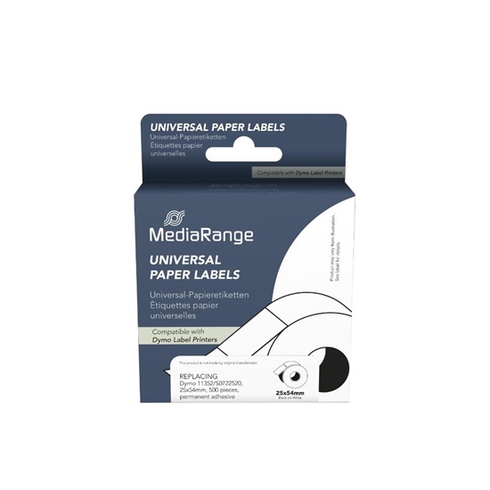 Ετικέτες Γενικής Χρήσης Mediarange (Dymo® 11352/S0722520) 25x54mm, Laminated and Permanent Adhesive, 500 pcs, Black on White (MRDY11352)-MRDY11352