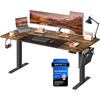 Songmics Μεταλλικό Ηλεκτρικά Ρυθμίζόμενο γραφείο 160 x 70 x 72-120 cm Ξύλινου Φινιρίσματος Χρώματος καφέ (LSD026X01V1) (SNGLSD026X01V1)-SNGLSD026X01V1