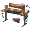Songmics Μεταλλικό Ηλεκτρικά Ρυθμίζόμενο γραφείο 160 x 70 x 72-120 cm Ξύλινου Φινιρίσματος Χρώματος καφέ (LSD026X01V1) (SNGLSD026X01V1)-SNGLSD026X01V1