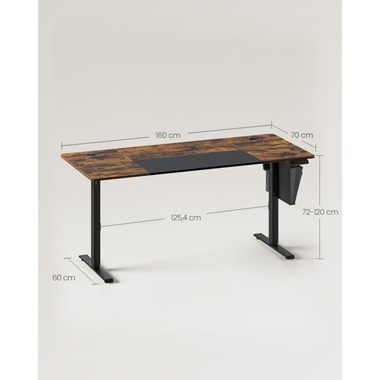 Songmics Μεταλλικό Ηλεκτρικά Ρυθμίζόμενο γραφείο 160 x 70 x 72-120 cm Ξύλινου Φινιρίσματος Χρώματος καφέ (LSD026X01V1) (SNGLSD026X01V1)-SNGLSD026X01V1