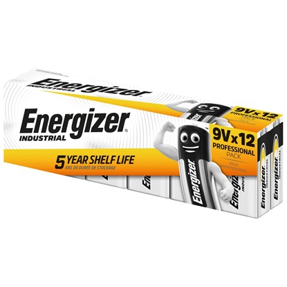 Energizer Industrial 6LR61 Alkaline Battery 9V - 12 Pieces (ENE3411)-ENE3411