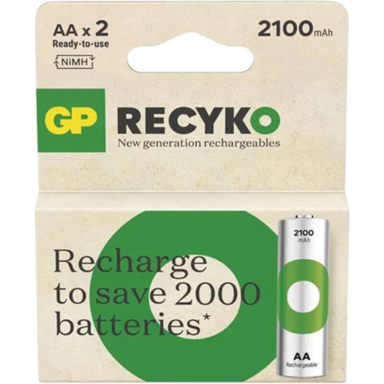 GP ReCyko 2100mAh rechargeable batteries  AA / R6 Ni-MH  (GPB21001)-GPB21001