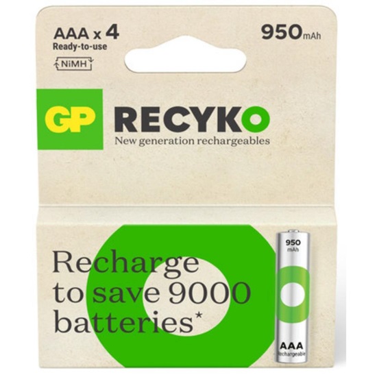 GP ReCyko 950mAh rechargeable batteries AAA / R03 Ni-MH  (GPB20657)-GPB20657