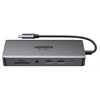 Ugreen USB-C Hub CM681 4x USB 2x HDMI DisplayPort RJ45 SD/TF AUX PD 100W gray (15978) (UGR15978)-UGR15978