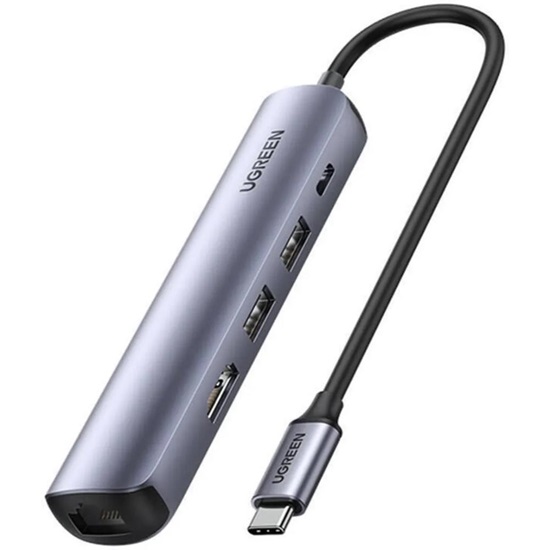 Ugreen Hub / Adapter CM418 USB-C to 2x USB HDMI 4K 30 Hz RJ45 1Gbps PD 100W gray (10919B) (UGR10919B)-UGR10919B