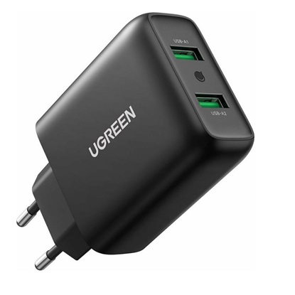 Ugreen Φορτιστής Χωρίς Καλώδιο με 2 Θύρες USB-A 36W Quick Charge 3.0 Μαύρος (10216B) (UGR10216B)-UGR10216B