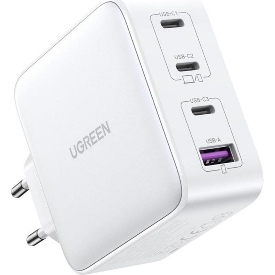 Ugreen Charger 15337 Nexode 3xUSB-C USB-A 3.0 PD3.0 QC4.0 GaN 100W white (15337) (UGR15337)-UGR15337