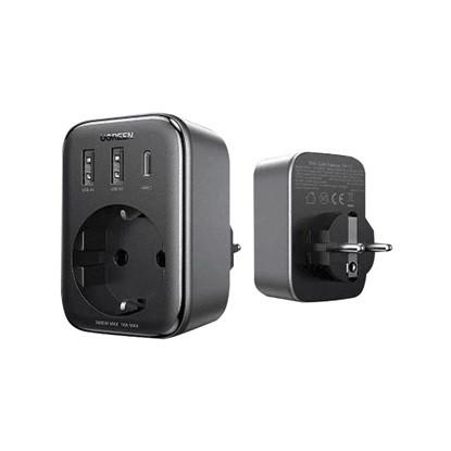 Ugreen Mains charger with AC socket 2x USB USB-C CD314 30W black (90613) (UGR90613)-UGR90613
