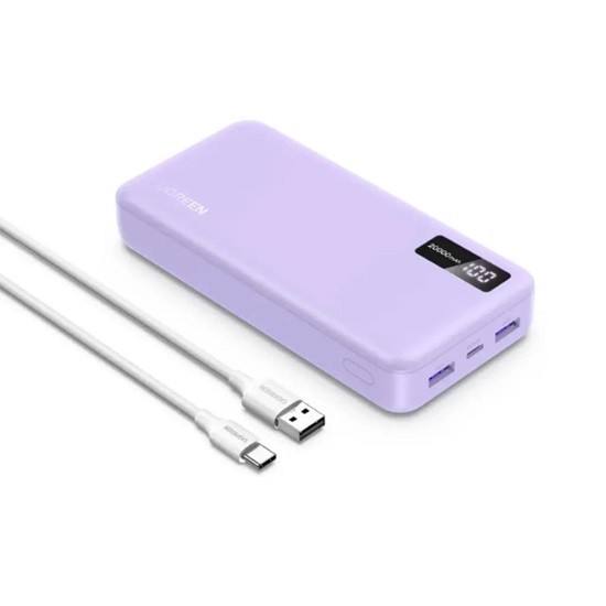 Ugreen Powerbank 20000mAh PB312 2x USB + USB-C 20W μοβ (65590B) (UGR65590B)-UGR65590B