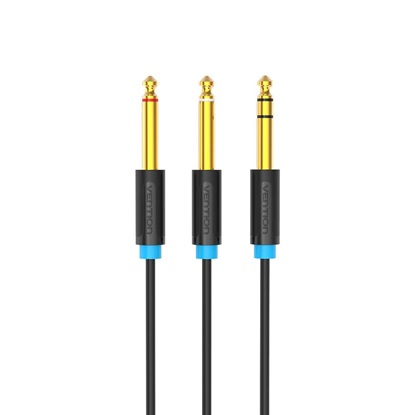 VENTION TRS 6.5mm Male to 2*6.5mm Male Audio Cable 5M Black (BATBJ) (VENBATBJ)-VENBATBJ
