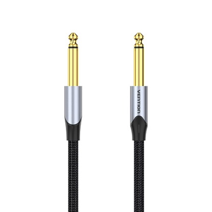 VENTION Cotton Braided 6.5mm Male to Male Audio Cable 1.5M Gray Aluminum Alloy Type (BASHG) (VENBASHG)-VENBASHG