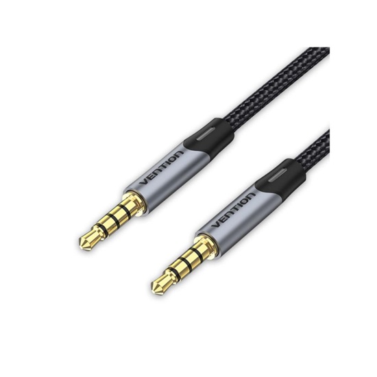 VENTION Cotton Braided 3.5mm Male to Male Audio Cable 0.5M Gray Aluminum Alloy Type (BAQHD) (VENBAQHD)-VENBAQHD
