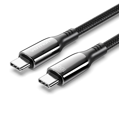 VENTION Cotton Braided Type-C to Type-C 5A Cable 2M Black Zinc Alloy Type (CTKBH) (VENCTKBH)-VENCTKBH