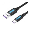 VENTION USB 2.0 A Male to Type-C Male 5A Cable 2M Black PVC Type (CORBH) (VENCORBH)-VENCORBH
