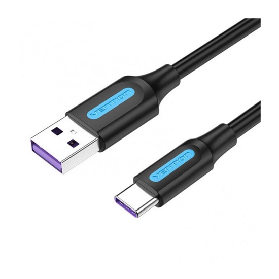 VENTION USB 2.0 A Male to Type-C Male 5A Cable 1.5M Black PVC Type (CORBG) (VENCORBG)-VENCORBG