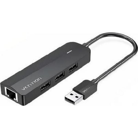VENTION USB 2.0 3 Port Hub with USB-A / Ethernet Connection (CHPBB) (VENCHPBB)-VENCHPBB