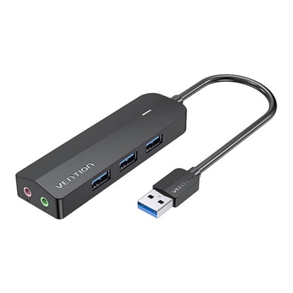 VENTION 3-Port USB 3.0 Hub with Sound Card and Power Supply 0.15M Black (CHIBB) (VENCHIBB)-VENCHIBB