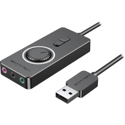 VENTION USB 2.0 External Stereo Sound Adapter with Volume Control 1M Black ABS Type (CDRBF) (VENCDRBF)-VENCDRBF