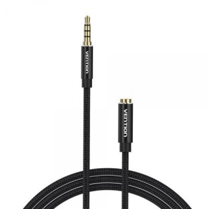 VENTION Cotton Braided TRRS 3.5mm Male to 3.5mm Female Audio Extension Cable 3M Black Aluminum Alloy Type (BHCBI) (VENBHCBI)-VENBHCBI