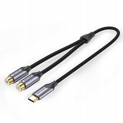 VENTION Type-C Male to 2RCA Female Cable 1.5M Gray Aluminum Alloy Type (BGVHG) (VENBGVHG)-VENBGVHG