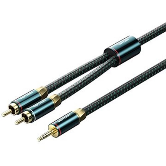 VENTION Cotton Braided 3.5mm Male to 2RCA Male Audio Cable 8M Green Copper Type (BCSGK) (VENBCSGK)-VENBCSGK