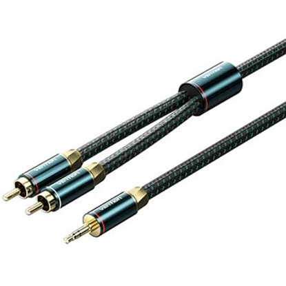 VENTION Cotton Braided 3.5mm Male to 2RCA Male Audio Cable 2M Green Copper Type (BCSGH) (VENBCSGH)-VENBCSGH