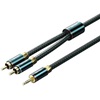 VENTION Cotton Braided 3.5mm Male to 2RCA Male Audio Cable 1.5M Green Copper Type (BCSGG) (VENBCSGG)-VENBCSGG