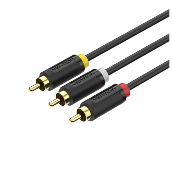 VENTION 3RCA Male to Male AV Cable 2M Black (BCABH) (VENBCABH)-VENBCABH