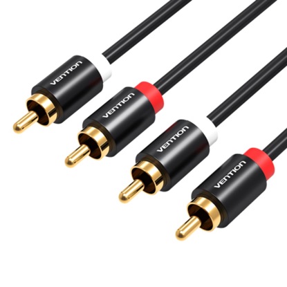 VENTION 2RCA Male to Male Audio Cable 1.5M Black Metal Type (VAB-R06-B150) (VENVAB-R06-B150)-VENVAB-R06-B150