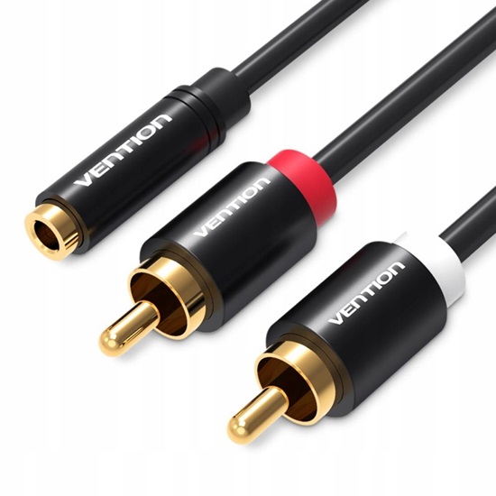 VENTION 3.5mm Female to 2RCA Male Audio Cable Metal Type (VAB-R01-B150) (VENVAB-R01-B150)-VENVAB-R01-B150