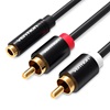 VENTION 3.5mm Female to 2RCA Male Audio Cable 1M Black Metal Type (VAB-R01-B100) (VENVAB-R01-B100)-VENVAB-R01-B100