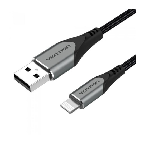VENTION Nylon Braided USB 2.0 A to Lightning 2.4A Cable 0.5M Gray Aluminum Alloy Type MFi-Certified (LABHD) (VENLABHD)-VENLABHD