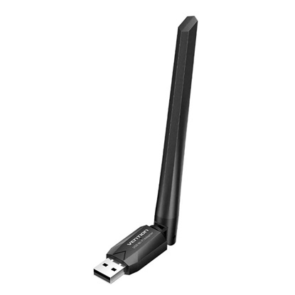 VENTION AC650 USB Wi-Fi Dual Band Network Adapter with High-Gain Antenna Black (KDTB0) (VENKDTB0)-VENKDTB0