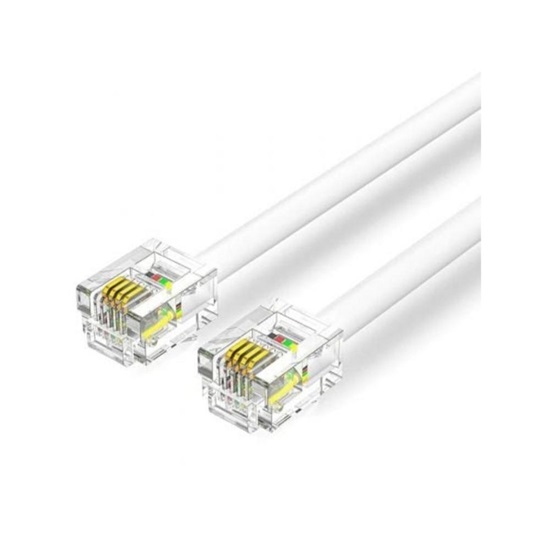 VENTION Flat 4-Core Telephone RJ11 Cable with 6P4C Plug 3M White (IQBWI) (VENIQBWI)-VENIQBWI
