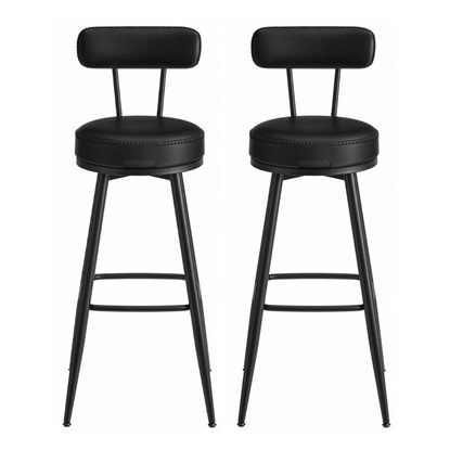 Vasagle Σετ Μεταλλικά Σκαμπό Μπαρ με πλάτη - Μαύρο -  2 τμχ (LBC889B01V1) (VASLBC889B01V1)-VASLBC889B01V1