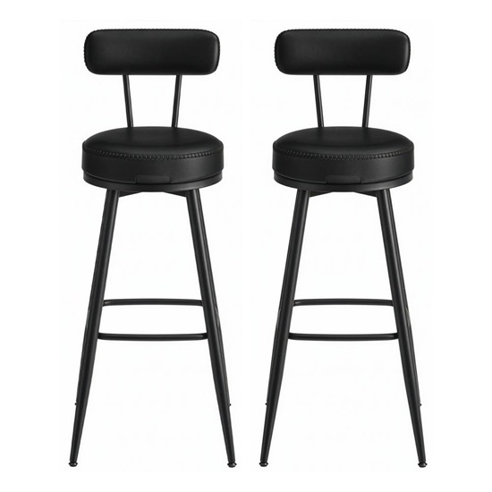 Vasagle Σετ Μεταλλικά Σκαμπό Μπαρ με πλάτη - Μαύρο -  2 τμχ (LBC889B01V1) (VASLBC889B01V1)-VASLBC889B01V1