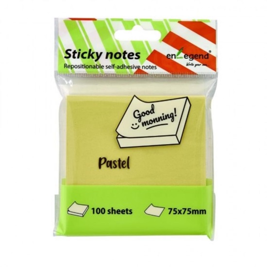 Enlegend Αυτοκόλλητες σημειώσεις 75Χ75, 100φ., πράσινες neon (ENL-SN75-GR)-ENLSN75-GR