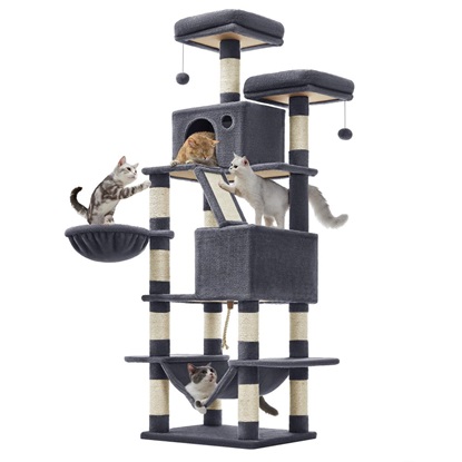 Feandrea Cat Tower, Height 168 cm, up to 6 cats (PCT165G01) (FEAPCT165G01)-FEAPCT165G01